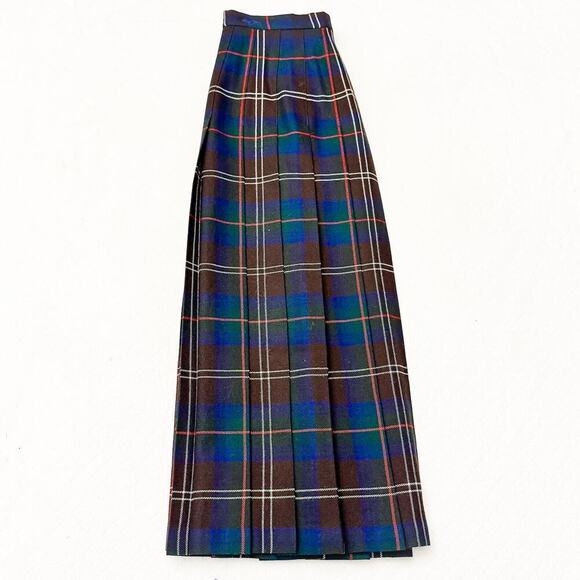 Deans of Scotland Green Wool Tartan Plaid Midi A-Line Patterend Skirt Size 10 - Picture 6 of 6